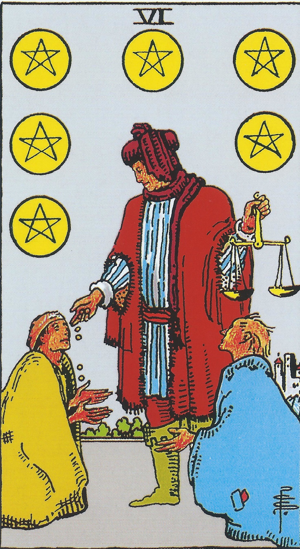 six of pentacles rider Waite tarot