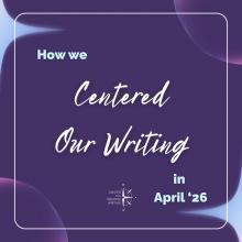 how we centered our writing in April 2026 on purple background via Canva
