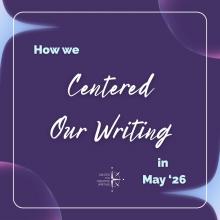 how we centered our writing in May 2026 on purple background via Canva